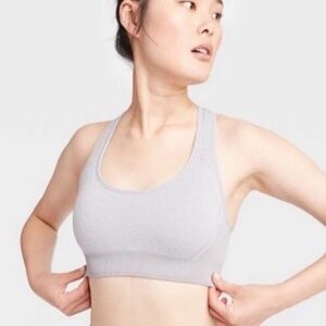 All in Motion Light Gray Medium Support Seamless Racerback Sports Bra